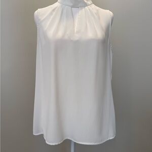 Nine West White Sleeveless Pleated Blouse
